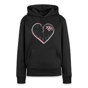 symbole du cœur cicatrices tristes brisées - Sweat à capuche Premium bio Femme - noir - Devant - Julia (174cm)