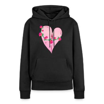 coeur roses cicatrices icône rose - Sweat à capuche Premium bio Femme - noir - Devant - Julia (174cm)