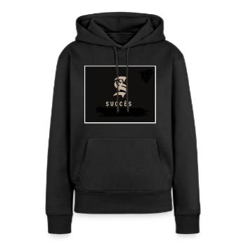 succès - Sweat à capuche Premium bio Femme - noir - Devant - Julia (174cm)
