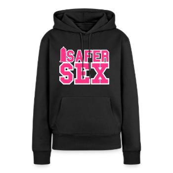 Sexualité \/ Kondom \/ Condom \/ VIH \/ sida 2c - Sweat à capuche Premium bio Femme - noir - Devant - Julia (174cm)