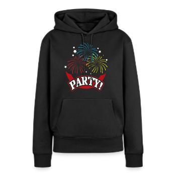Soirée du Nouvel An - Sweat à capuche Premium bio Femme - noir - Devant - Julia (174cm)