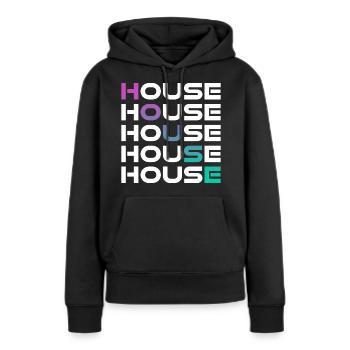 House Musik - Frauen Premium Bio Hoodie - Schwarz - Vorne - Julia (174cm)