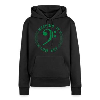 Bass Clef Green - Symbole Musical Vintage - Sweat à capuche Premium bio Femme - noir - Devant - Julia (174cm)
