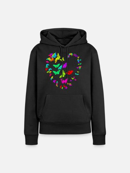 Herz aus Schmetterlingen - metallic - Frauen Premium Bio Hoodie - Schwarz