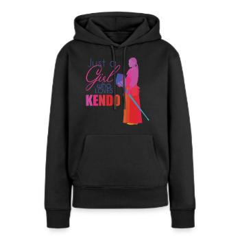 Kendo - Sweat à capuche Premium bio Femme - noir - Devant - Julia (174cm)
