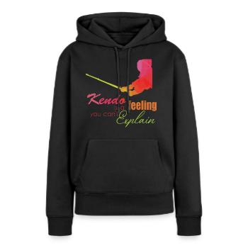 Kendo - Sweat à capuche Premium bio Femme - noir - Devant - Julia (174cm)
