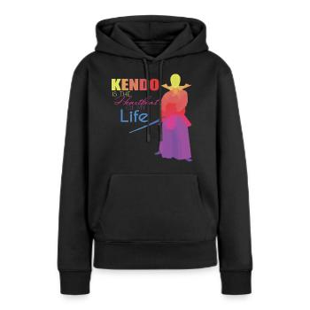 Kendo - Sweat à capuche Premium bio Femme - noir - Devant - Julia (174cm)