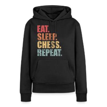 Échiquier Vintage - Sweat à capuche Premium bio Femme - noir - Devant - Julia (174cm)