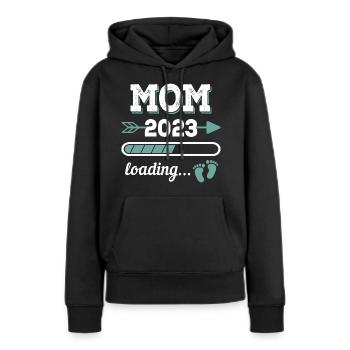 Maman 2023 Chargement du cadeau future mère - Sweat à capuche Premium bio Femme - noir - Devant - Julia (174cm)