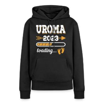 Uroma 2023 Zukünftige Urgroßmutter Geschenkidee - Frauen Premium Bio Hoodie - Schwarz - Vorne - Julia (174cm)