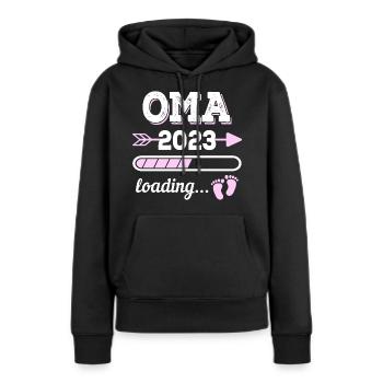 Oma Großmutter 2023 Geburt Geschenkidee - Frauen Premium Bio Hoodie - Schwarz - Vorne - Julia (174cm)