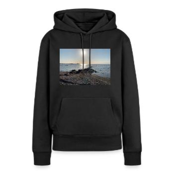 Mer Baltique avec soleil - Sweat à capuche Premium bio Femme - noir - Devant - Julia (174cm)