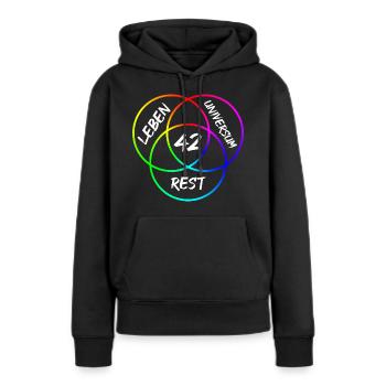 Antwort 42 - Frauen Premium Bio Hoodie - Schwarz - Vorne - Julia (174cm)