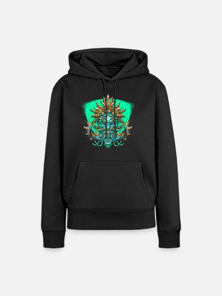 Tribe & trance wear - Teknival - Tekno - Freeparty - Sweat à capuche Premium bio Femme - noir