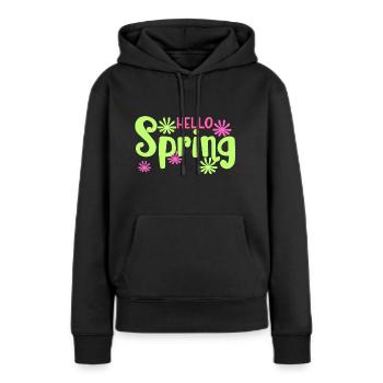 hello spring - Sweat à capuche Premium bio Femme - noir - Devant - Julia (174cm)
