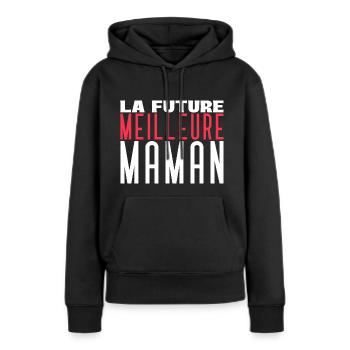 La future meilleure maman - Sweat à capuche Premium bio Femme - noir - Devant - Julia (174cm)