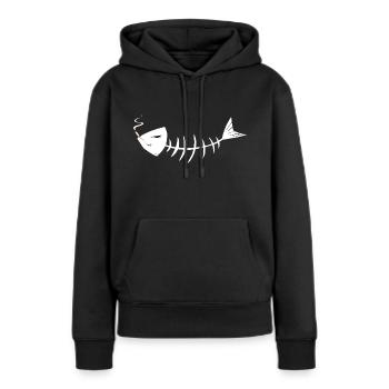 Bonjour de l’arête de poisson - Sweat à capuche Premium bio Femme - noir - Devant - Julia (174cm)