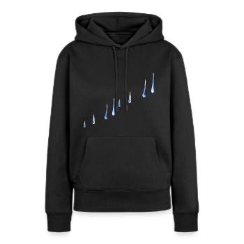 gouttes d’eau bleue bordent l’eau - Sweat à capuche Premium bio Femme - noir - Devant - Julia (174cm)