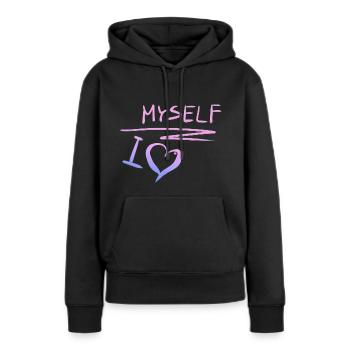Je m’aime moi-même amour de cœur - Sweat à capuche Premium bio Femme - noir - Devant - Julia (174cm)