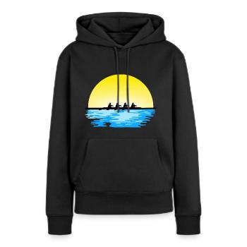 Aviron, équipe féminine d’aviron, eau et soleil - Sweat à capuche Premium bio Femme - noir - Devant - Julia (174cm)