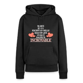 Mamie en or et incroyable - Sweat à capuche Premium bio Femme - noir - Devant - Julia (174cm)