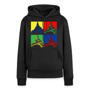 tour Eiffel - Sweat à capuche Premium bio Femme - noir - Devant - Julia (174cm)