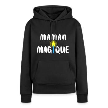 Maman magique. - Sweat à capuche Premium bio Femme - noir - Devant - Julia (174cm)