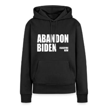 Abandon biden - Sweat à capuche Premium bio Femme - noir - Devant - Julia (174cm)