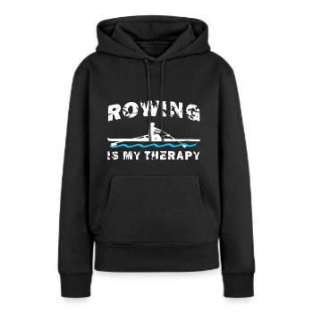 Rowing is my therapy, rowing, rowing, woman - Women’s Premium Organic Hoodie - black - Front - Julia (174cm)
