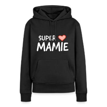 Super mamie - Sweat à capuche Premium bio Femme - noir - Devant - Julia (174cm)