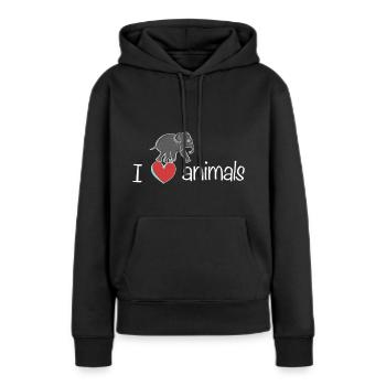 ich liebe tiere elefant tierliebe - Frauen Premium Bio Hoodie - Schwarz - Vorne - Julia (174cm)