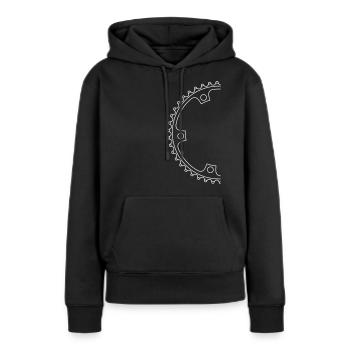 Demi-plateau ou engrenage - Sweat à capuche Premium bio Femme - noir - Devant - Julia (174cm)