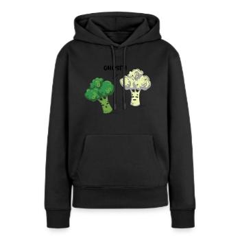 Brokkoli - Frauen Premium Bio Hoodie - Schwarz - Vorne - Julia (174cm)