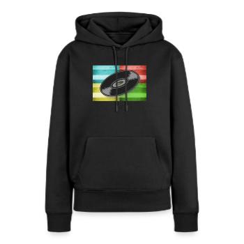 Vinyl auf Pop Art - Frauen Premium Bio Hoodie - Schwarz - Vorne - Julia (174cm)