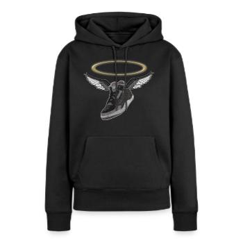 Baskets sacrées, baskets, cadeau - Sweat à capuche Premium bio Femme - noir - Devant - Julia (174cm)