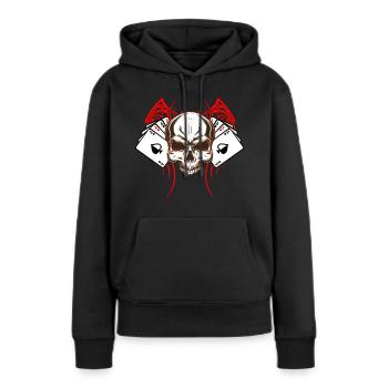Skull Gambler Texas Hold'em Casino Skull Poker - Sweat à capuche Premium bio Femme - noir - Devant - Julia (174cm)