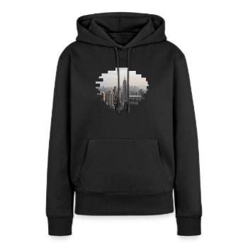 New York États-Unis NYC - Sweat à capuche Premium bio Femme - noir - Devant - Julia (174cm)