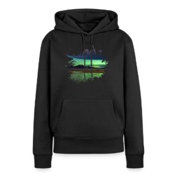 Nordpool Aurore Boréale Tache de couleur - Sweat à capuche Premium bio Femme - noir - Devant - Julia (174cm)