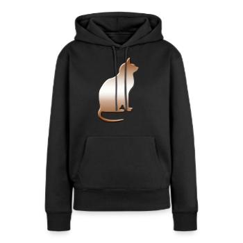 Chats, cadeau, dame chat fou, chat - Sweat à capuche Premium bio Femme - noir - Devant - Julia (174cm)