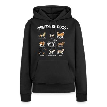 Races de chiens - Sweat à capuche Premium bio Femme - noir - Devant - Julia (174cm)