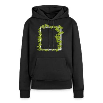 Cadre à décor de lierre - Sweat à capuche Premium bio Femme - noir - Devant - Julia (174cm)