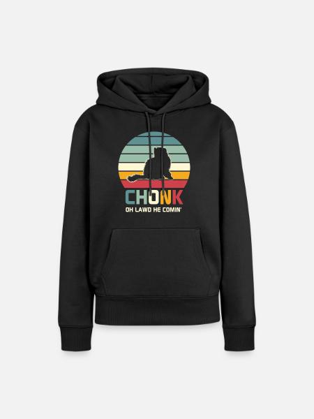 Cat Quote Chonk Cat Oh Lawd hij comin 'Retro Style - Dame Premium hoodie, økologisk bomuld - sort