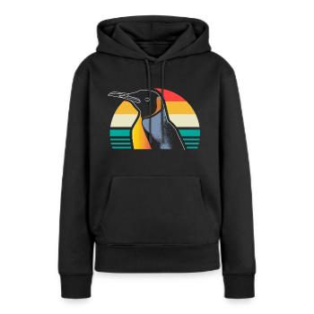 Pingouin Oiseau de mer du pôle Sud - Sweat à capuche Premium bio Femme - noir - Devant - Julia (174cm)
