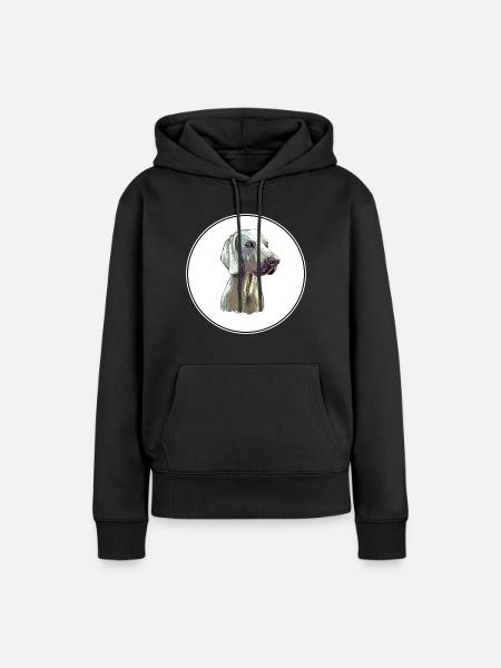Weimaraner Hund Aquarell Illustration - Frauen Premium Bio Hoodie - Schwarz