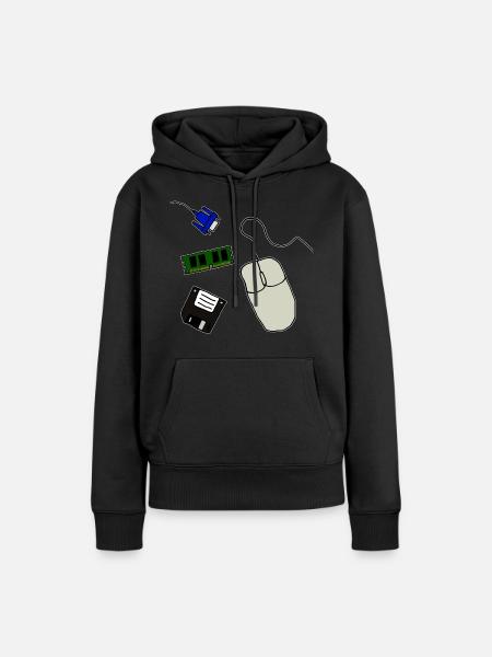 Retro Computer - Frauen Premium Bio Hoodie - Schwarz