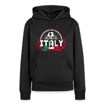 Italie Football Équipe nationale italienne - Sweat à capuche Premium bio Femme - noir - Devant - Julia (174cm)