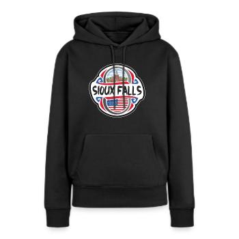 Sioux Falls USA Drapeau des États-Unis Souvenir de voyage - Sweat à capuche Premium bio Femme - noir - Devant - Julia (174cm)