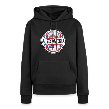Alexandria USA Flagge Reisesouvenir - Frauen Premium Bio Hoodie - Schwarz - Vorne - Julia (174cm)