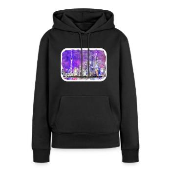 Shanghai China Aquarellskizze gezeichnete Zeichnung - Frauen Premium Bio Hoodie - Schwarz - Vorne - Julia (174cm)