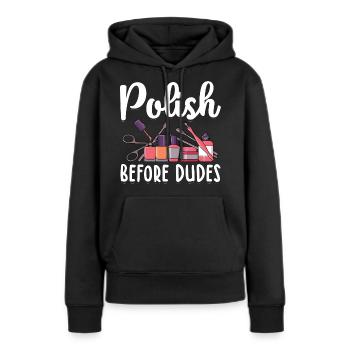 Ongles peints - Sweat à capuche Premium bio Femme - noir - Devant - Julia (174cm)